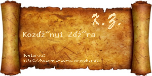 Kozányi Zóra névjegykártya